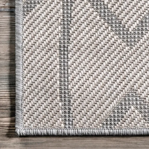 Outdoor Rugs-Kirkland's Home Sanford Light Gray Geometric Outdoor Rug, 8X10 Gray/White