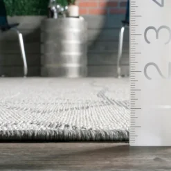 Outdoor Rugs-Kirkland's Home Sanford Light Gray Geometric Outdoor Rug, 8X10 Gray/White