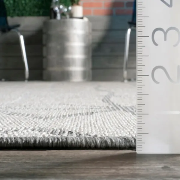 Outdoor Rugs-Kirkland's Home Sanford Light Gray Geometric Outdoor Rug, 8X10 Gray/White