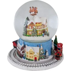 Statues & Figurines-Kirkland's Home Santa And Revolving Train Musical Water Globe Clear/Blue/Multi