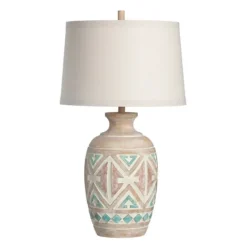 Table Lamps-Kirkland's Home Santa Fe Carved Motif Table Lamp Tan