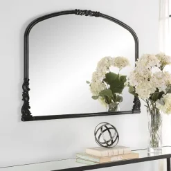 Decorative Mirrors-Kirkland's Home Satin Baroque Arched Wall Mirror Black