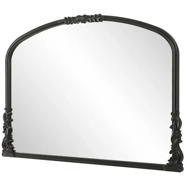 Decorative Mirrors-Kirkland's Home Satin Baroque Arched Wall Mirror Black