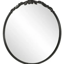 Decorative Mirrors-Kirkland's Home Satin Black Ornate Round Wall Mirror
