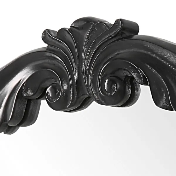 Decorative Mirrors-Kirkland's Home Satin Black Ornate Round Wall Mirror