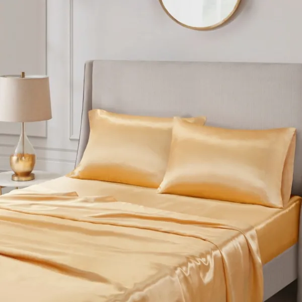 Bed Sheets-Kirkland's Home Satin King 2-Pc. Pillow Case Set Gold