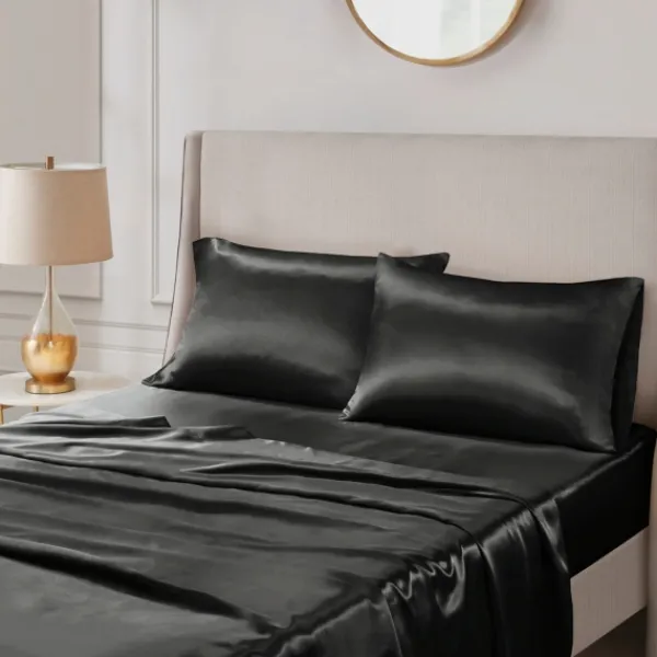 Bed Sheets-Kirkland's Home Satin King 2-Pc. Pillow Case Set Black