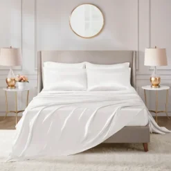 Bed Sheets-Kirkland's Home Satin 6-Pc. Full Sheet Set White