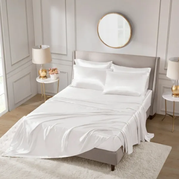 Bed Sheets-Kirkland's Home Satin 6-Pc. King Sheet Set White