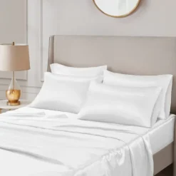Bed Sheets-Kirkland's Home Satin 6-Pc. King Sheet Set White