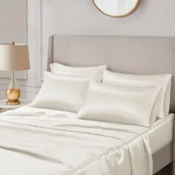 Bed Sheets-Kirkland's Home Satin 6-Pc. King Sheet Set Ivory