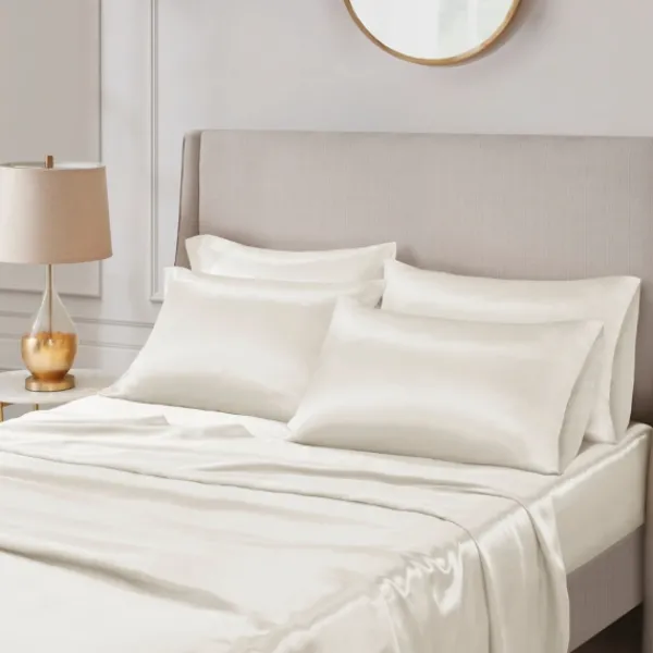 Bed Sheets-Kirkland's Home Satin 6-Pc. King Sheet Set Ivory