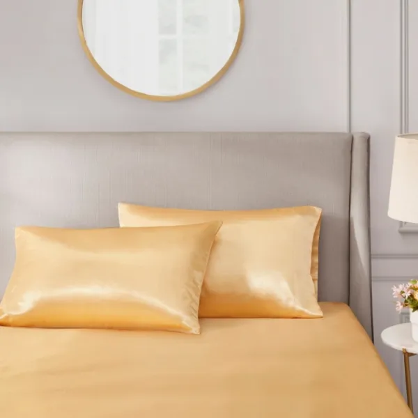 Bed Sheets-Kirkland's Home Satin Standard 2-Pc. Pillow Case Set Gold