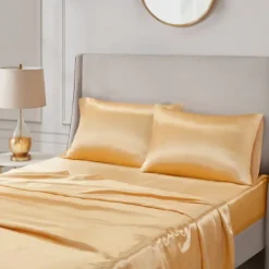 Bed Sheets-Kirkland's Home Satin Standard 2-Pc. Pillow Case Set Gold