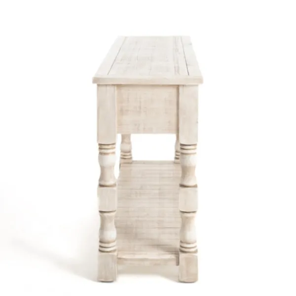 Console Tables-Kirkland's Home Savannah Cream Distressed Console Table Ivory