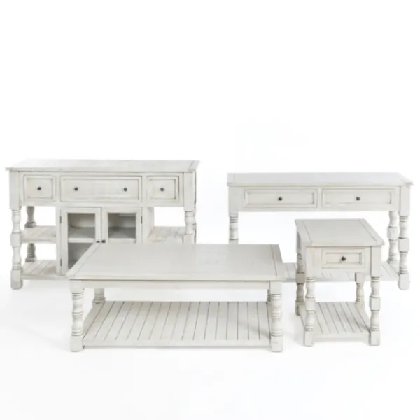 Console Tables-Kirkland's Home Savannah Cream Distressed Console Table Ivory