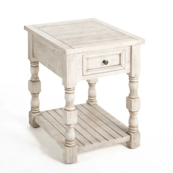 Accent & End Tables-Kirkland's Home Savannah Cream Distressed Side Table Ivory