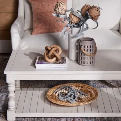 Coffee Tables-Kirkland's Home Savannah Cream Distressed Coffee Table Ivory