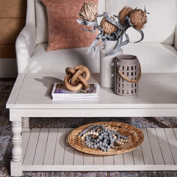 Coffee Tables-Kirkland's Home Savannah Cream Distressed Coffee Table Ivory