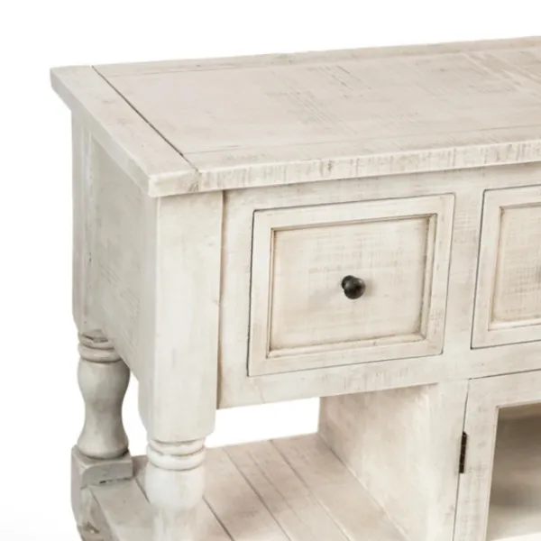 Entryway Furniture-Kirkland's Home Savannah Cream Distressed Cabinet Ivory