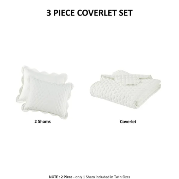 Quilts-Kirkland's Home Scalloped Crinkle 3-Pc. Cali King Quilt Set Ivory