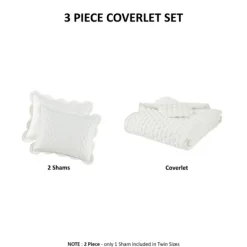 Quilts-Kirkland's Home Scalloped Crinkle 3-Pc. Full/Queen Quilt Set Ivory
