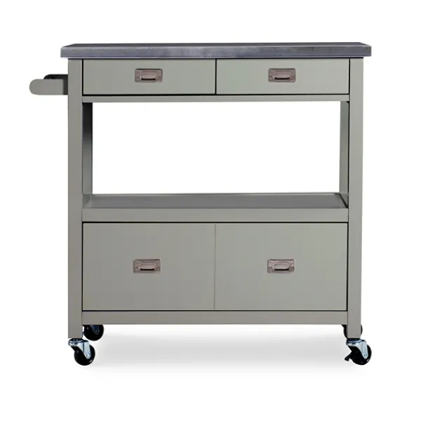 Kitchen Islands & Bar Carts-Kirkland's Home Scarlett Rolling 2-Door Steel Top Kitchen Cart