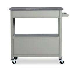 Kitchen Islands & Bar Carts-Kirkland's Home Scarlett Rolling 2-Door Steel Top Kitchen Cart