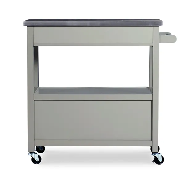 Kitchen Islands & Bar Carts-Kirkland's Home Scarlett Rolling 2-Door Steel Top Kitchen Cart