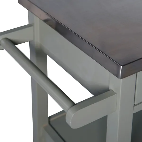 Kitchen Islands & Bar Carts-Kirkland's Home Scarlett Rolling 2-Door Steel Top Kitchen Cart