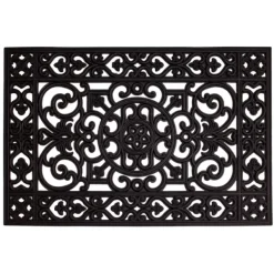 Doormats-Kirkland's Home Scroll Border Rubber Doormat, 36X24 Black