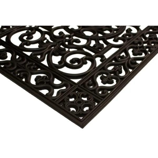 Doormats-Kirkland's Home Scroll Border Rubber Doormat, 36X24 Black