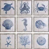 Framed Art-Kirkland's Home Sea Creatures Framed Wood Art Prints, Set Of 9 Blue/White
