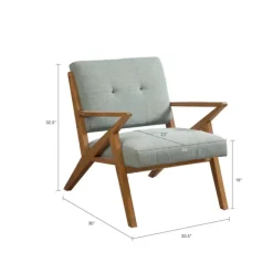Accent Chairs-Kirkland's Home Seafoam Mid-Century Pecan Finish Accent Chair Blue/Green