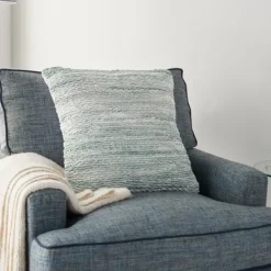 Pillows-Kirkland's Home Seafoam Ribbon Loops Pillow Blue