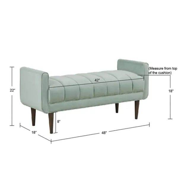 Benches & Ottomans-Kirkland's Home Seafoam Velvet Bench Green