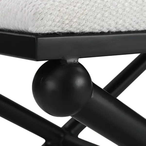 Benches & Ottomans-Kirkland's Home Seat And Black Metal Ottoman White
