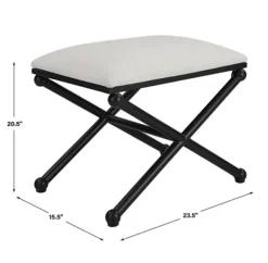 Benches & Ottomans-Kirkland's Home Seat And Black Metal Ottoman White