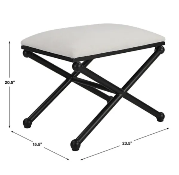 Benches & Ottomans-Kirkland's Home Seat And Black Metal Ottoman White