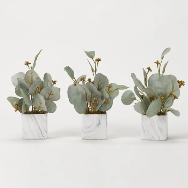 Arrangements & Greenery-Kirkland's Home Seeded Eucalyptus Branches In Cubes, Set Of 3 Green