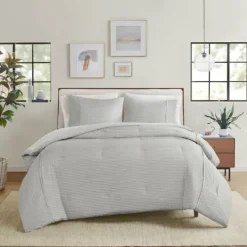 Comforters-Kirkland's Home Seersucker 3-Pc. Cali King Comforter Set Gray