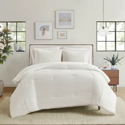 Comforters-Kirkland's Home Seersucker 3-Pc. Full/Queen Comforter Set Ivory