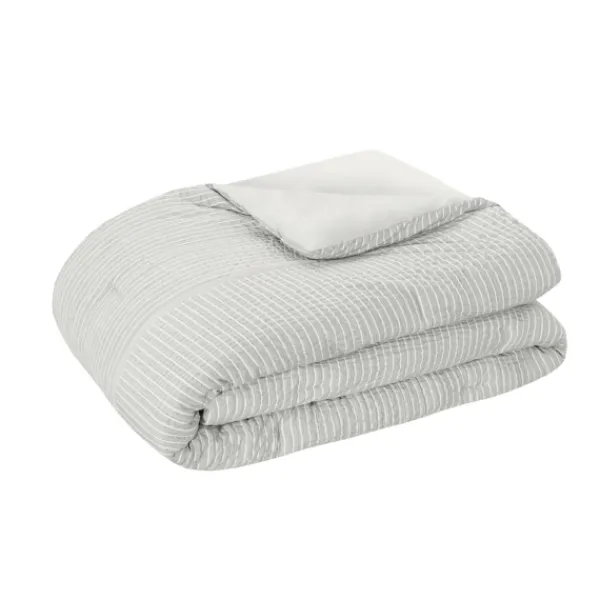 Comforters-Kirkland's Home Seersucker 3-Pc. Full/Queen Comforter Set Gray