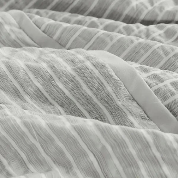 Comforters-Kirkland's Home Seersucker 3-Pc. Full/Queen Comforter Set Gray