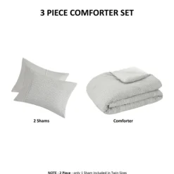 Comforters-Kirkland's Home Seersucker 3-Pc. Full/Queen Comforter Set Gray