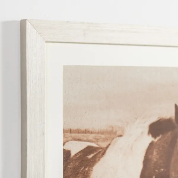 Framed Art-Kirkland's Home Sepia Horse On Linen Framed Art Print Tan/Brown