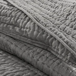 Bedspreads & Coverlets-Kirkland's Home Serene Quilted 3-Pc. King Coverlet Set Gray