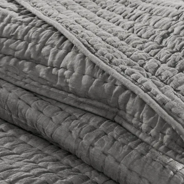 Bedspreads & Coverlets-Kirkland's Home Serene Quilted 3-Pc. King Coverlet Set Gray
