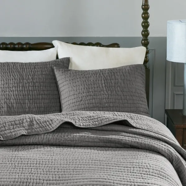 Bedspreads & Coverlets-Kirkland's Home Serene Quilted 3-Pc. King Coverlet Set Gray