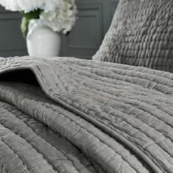Bedspreads & Coverlets-Kirkland's Home Serene Quilted 3-Pc. Queen Coverlet Set Gray